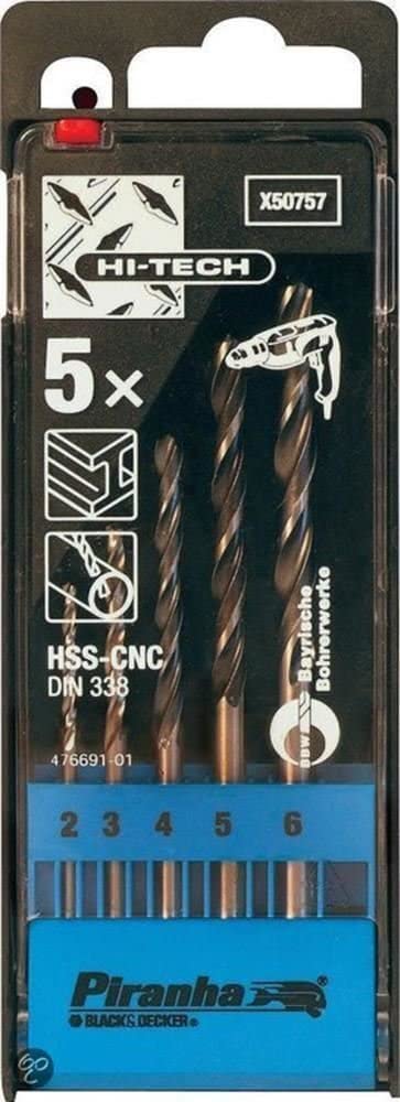 Black & Decker X50757 HSS-CNC HI-TECH METAL MATKAP UCU SETİ Ø  2,3,4,5,6MM